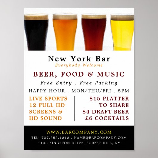 Beer & Ale Display, Pub/Brewery Adverteren Poster (Voorkant)