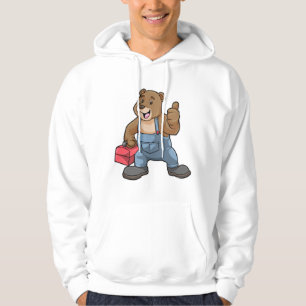 Beer als ambachtsman met gereedschapsdoos hoodie