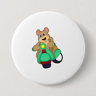 Beer als Biker met Scooter.PNG Ronde Button 7,6 Cm