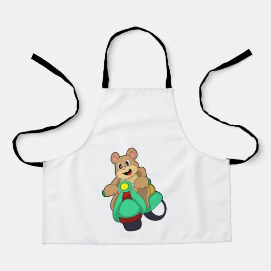 Beer als Biker met Scooter.PNG Schort (Voorkant)