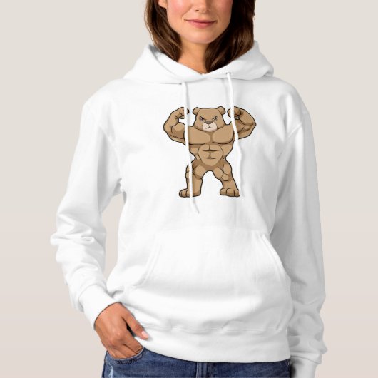 Beer als Bodybuilder met grote spieren Hoodie (Voorkant)