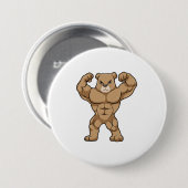 Beer als Bodybuilder met grote spieren Ronde Button 7,6 Cm (Voorkant /achterkant)