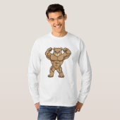 Beer als Bodybuilder met grote spieren T-shirt (Voorkant volledig)