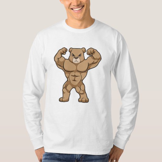 Beer als Bodybuilder met grote spieren T-shirt (Voorkant)