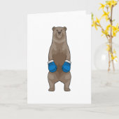 Beer als bokser met boks handschoenen kaart (Gele Bloem)