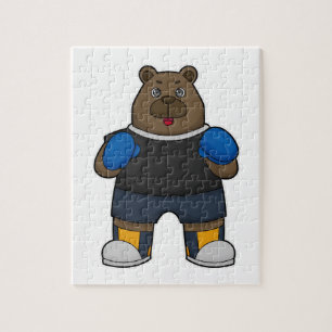 Beer als Boxer met Boxing-handschoenen Legpuzzel