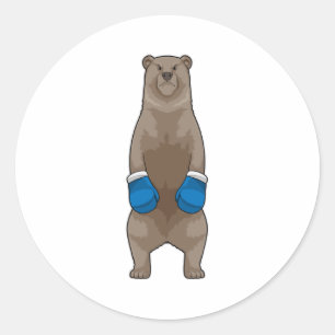 Beer als Boxer met Boxing-handschoenen Ronde Sticker