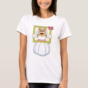 Beer als bruid met trouwjurk & fotolijst. t-shirt