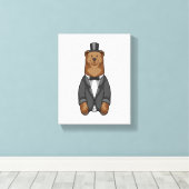 Beer als bruidegom met jas canvas afdruk (Insitu (Houten vloer))