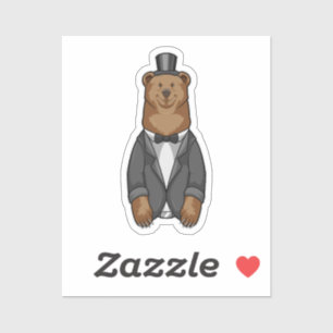 Beer als bruidegom met jasje sticker