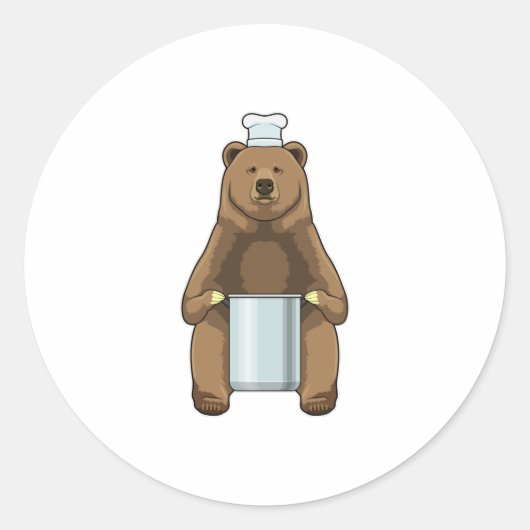 Beer als Cook met kookpot Ronde Sticker (Voorkant)