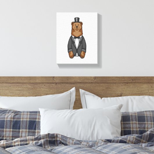 Beer als gom met jasje canvas afdruk (Insitu (Slaapkamer))