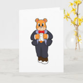 Beer als Groom met Suit Kaart (Gele Bloem)