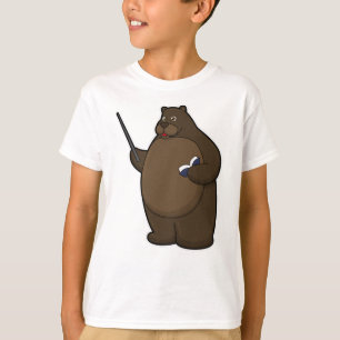 Beer als leraar met boek en wijzer t-shirt