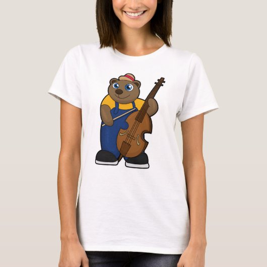Beer als muzikant met gitaar t-shirt (Voorkant)
