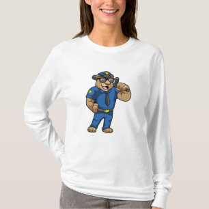 Beer als politieagent met politie-uniform t-shirt
