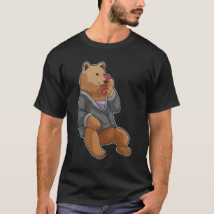 Beer als secretaris met telefoon t-shirt