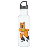 Beer als Skater met gealigneerde schaatsen Waterfles (Voorkant)