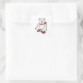 Beer als Skier met Skis- en skipolen Vierkante Sticker (Tas)