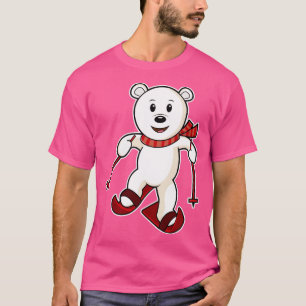 Beer als Skiër met Skistokken T-shirt