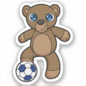 Beer als Voetbalspeler met Voetbal Sticker (Voorkant)