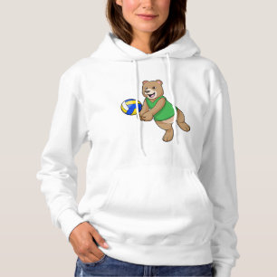 Beer als volleybalspeler met volleybal hoodie