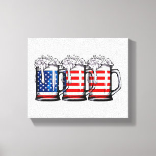 Beer American Flag 4 juli Mannen Women Merica Dr. Canvas Afdruk