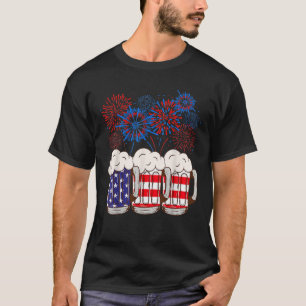Beer American Flag 4 juli voor mannen Meric T-shirt