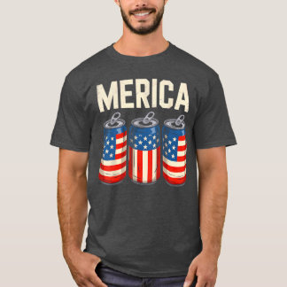 Beer American Flag 4th Of July Merica USA Men Wome T-shirt