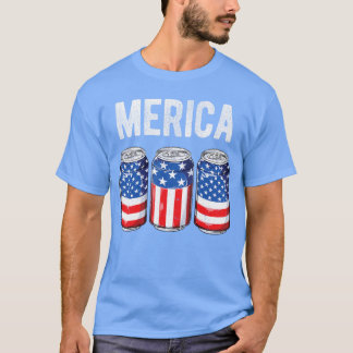 Beer American Flag 4th Of July Merica USA Men Wome T-shirt