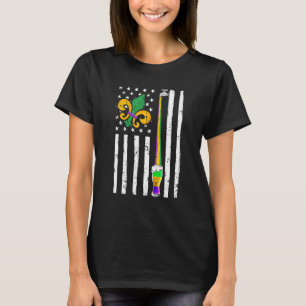Beer American Flag Mardi Gras Fleur De Lys Festiva T-shirt