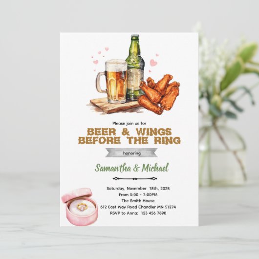 Beer And Wings Couples Shower Invitation (Debout devant)