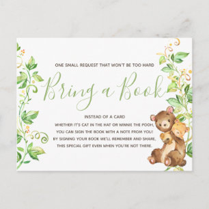 Beer Animal Baby Shower Breng een Boek Bibliotheek Uitnodiging Briefkaart