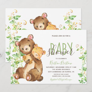 Beer Animal Zoo Oerwoud Baby shower Uitnodiging