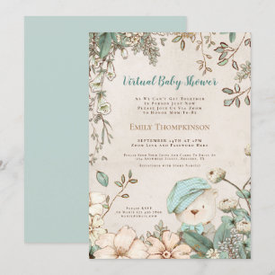  Beer Antiek Wit Virtueel Baby shower Kaart