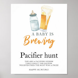 Beer baby fopspeen jacht baby shower spel poster