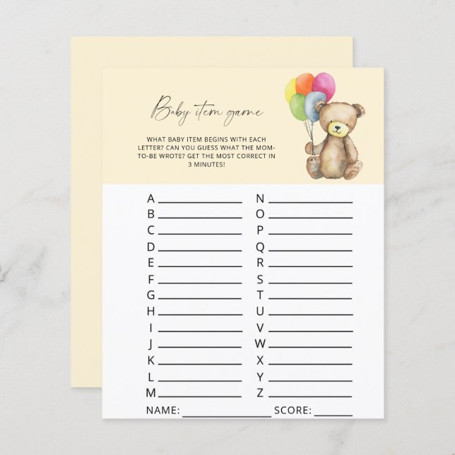 Beer - Baby-objectspel. Baby shower game (Voorkant / Achterkant)