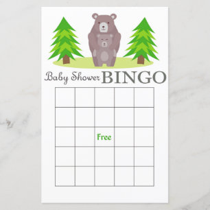 Beer baby shower bingo kaart, Woodland bingo