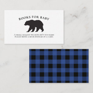 Beer Baby shower Blue Plaid Boeken voor Baby Informatiekaartje