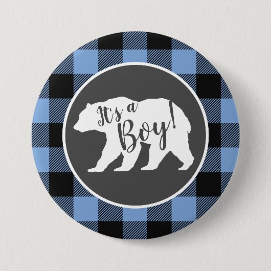 Beer Baby shower Boy Blue Ronde Button 7,6 Cm (Voorkant)