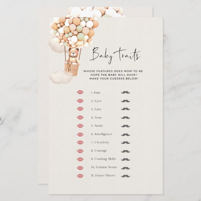 Beer Baby shower Game - Baby (Voorkant / Achterkant)