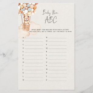 Beer Baby shower game - Baby ABC