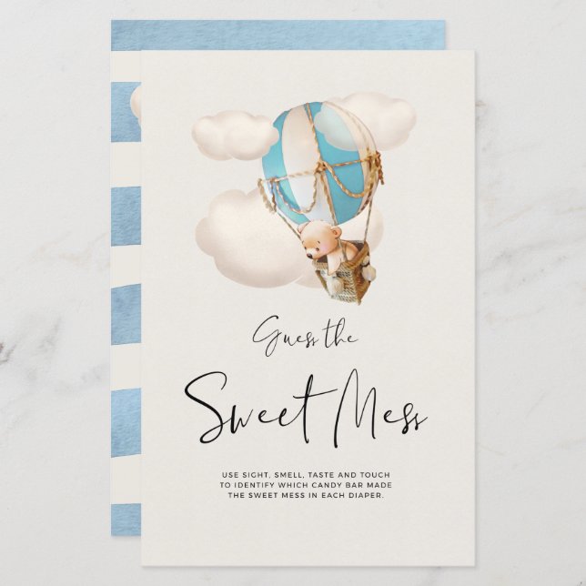 Beer Baby shower Game - Raad eens de zoete Mess Si (Voorkant / Achterkant)