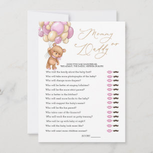 Beer Baby shower Game raadt wie mama of papa is Kaart
