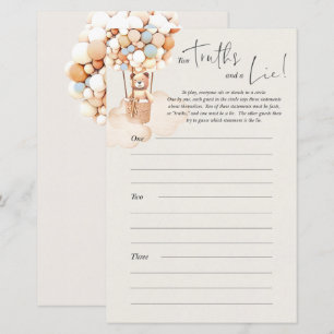 Beer Baby shower Game - twee waarheden en een leug