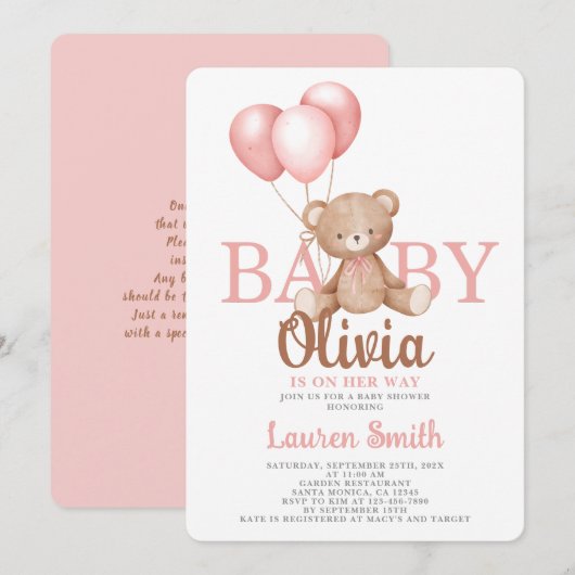 Beer Baby shower Girl Invitation Kaart (Voorkant / Achterkant)
