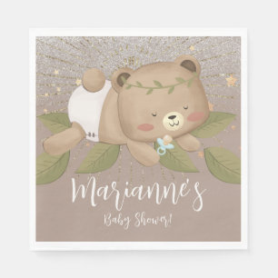 Beer Baby Shower Glitter Boheemse Sterren Goud Servet