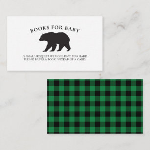 Beer Baby shower Green Plaid Boeken voor Baby Informatiekaartje