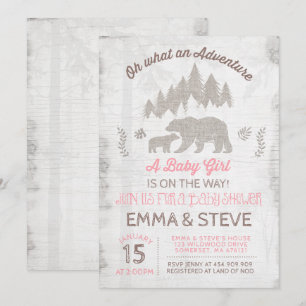Beer Baby shower Invitation Girl Adventure Shower Kaart