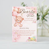 Beer Baby shower Meisje Boeken voor Baby Informatiekaartje (Staand voorkant)